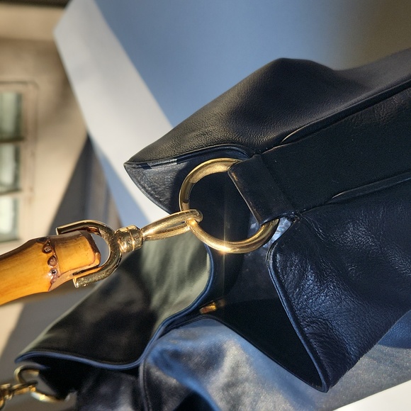 Gucci Bamboo 1947 Collection - Black Vintage Shoulder Bag with Bamboo Handle - Picture 12 of 16